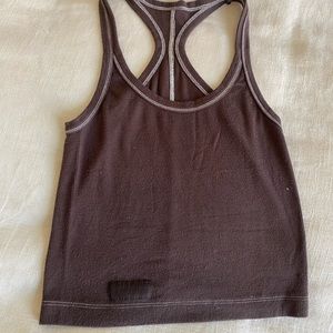 Set active brown racer back tank size small